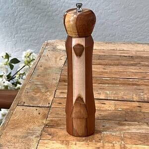 Wooden Salt or Pepper Mill Grinder 11" Refillable Segmented Wood Stave